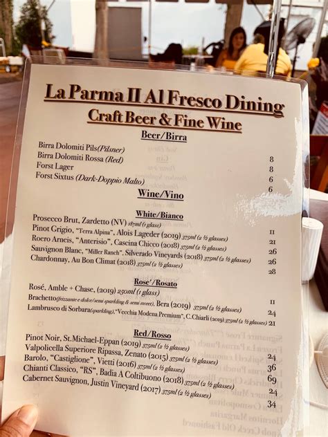 la parma menu.